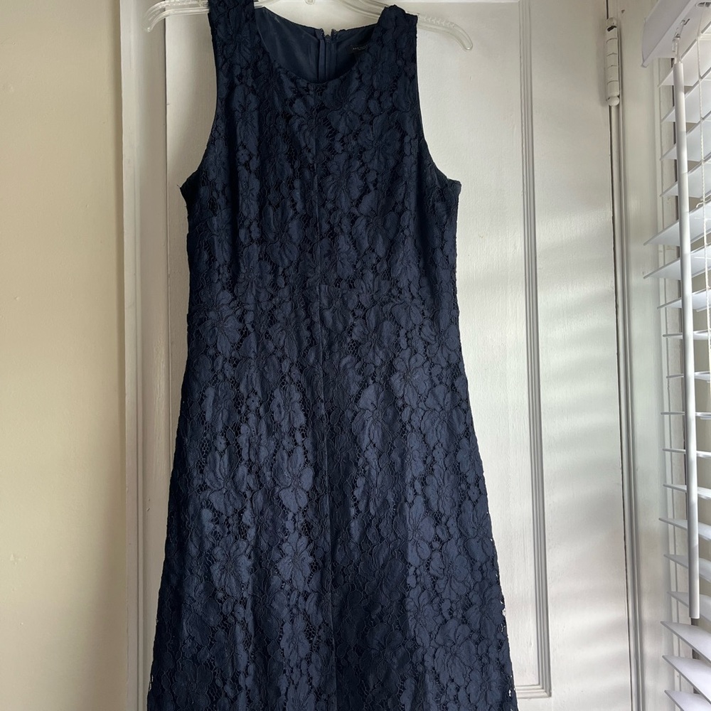 Ann Taylor Midnight Blue Lace Midi Dress